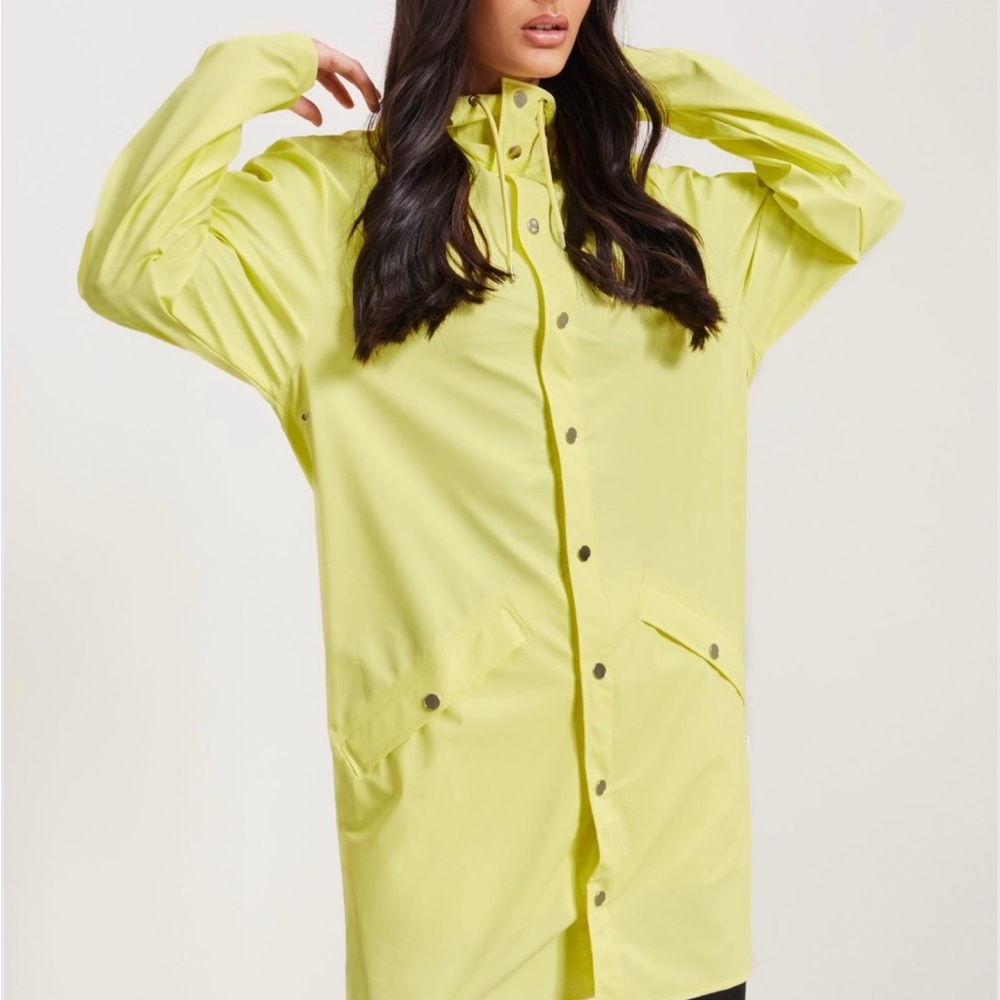 Rains Long Waterproof Unisex Jacket in Straw Size Small NWT - Picture 8 of 12